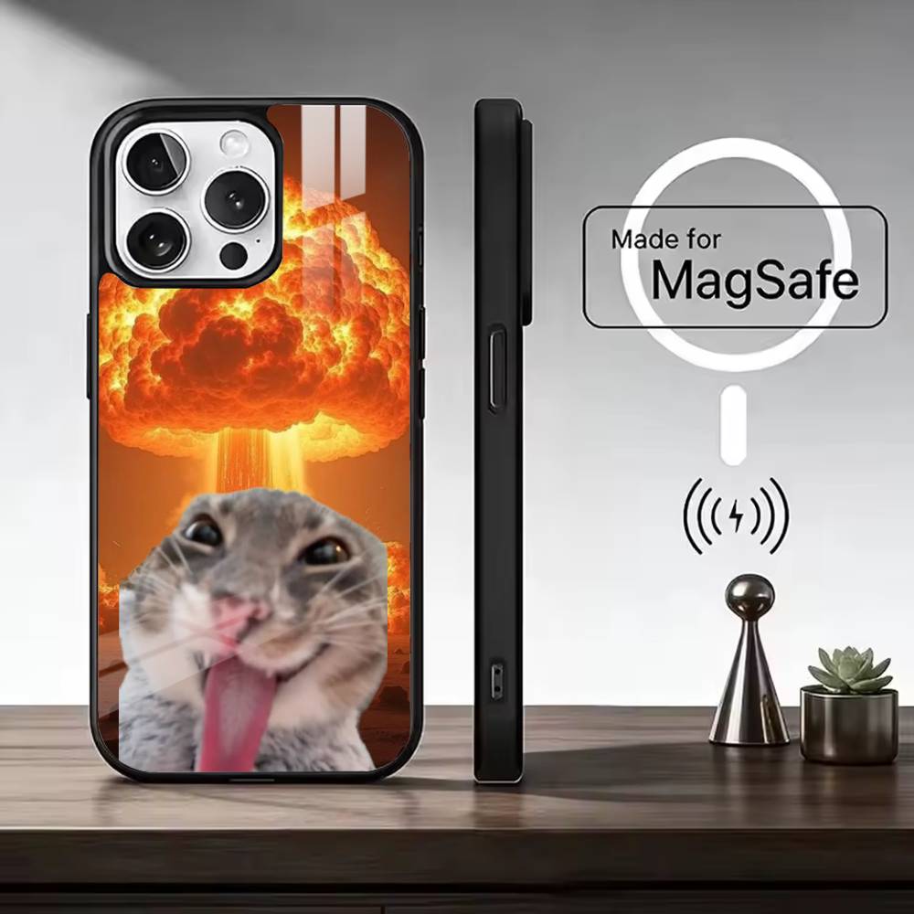 

Cute Pet Cat memes Phone Case For iPhone17,16,15,14,13,12,11 Plus,Pro Max, New Magnetic Wireless Charging iPhone13Pro