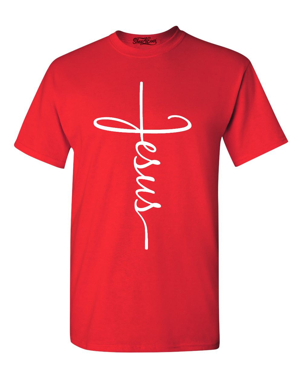 Shop4Ever Unisexs Jesus Cross Religious Graphic Tshirt Large Azalea Pink S
