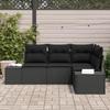 VidaXL Ensemble de canapé de jardin 4 pièces avec coussins noir poly rattan 3347043