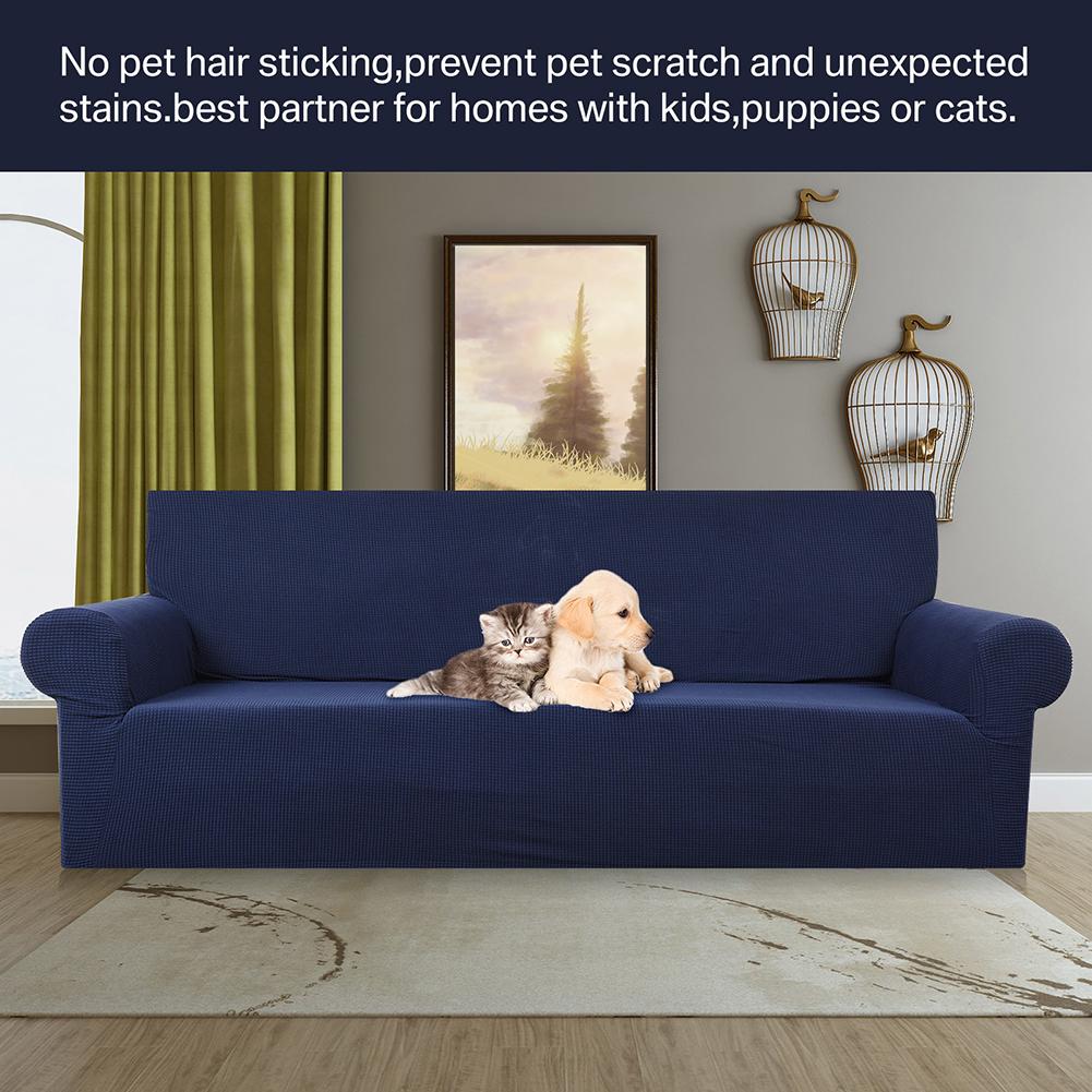 Dehnbarer Jacquard Sofabezug 1 2 3 4 Sitzer Couchbezug für Wohnzimmer Marineblau Sofaschutzbezug für Haustier Kinder Möbel Schutz