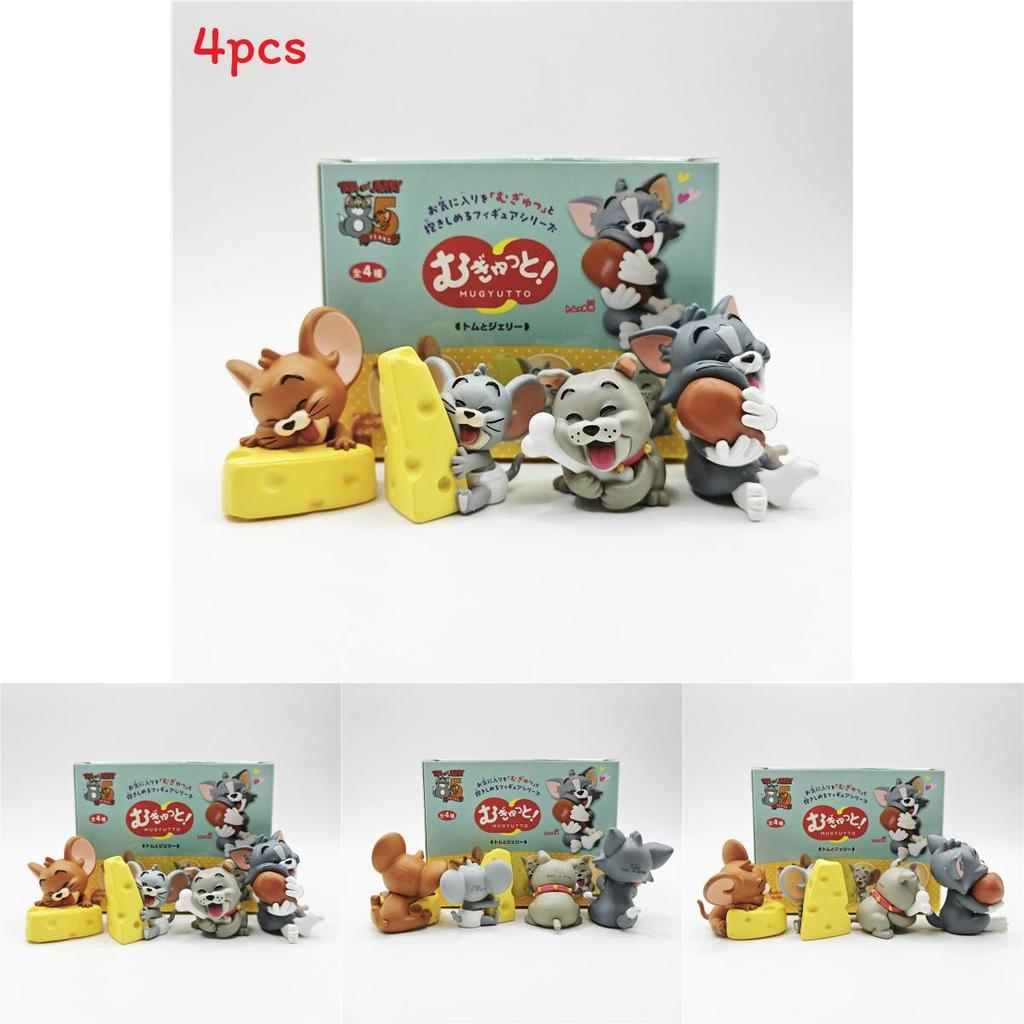 Tom And Jerry Blind Box Abs Figurines Holding Food Mini Models For Car Desktop Decoration Collectors