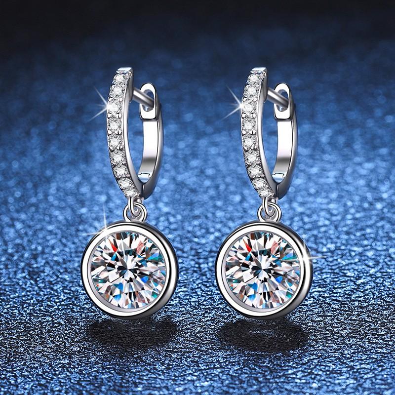 Sterling Geometric Bubble Earrings With D Color Moissanite 0.5ct Or 1ct Round Studs Women 925 Sterling Silver