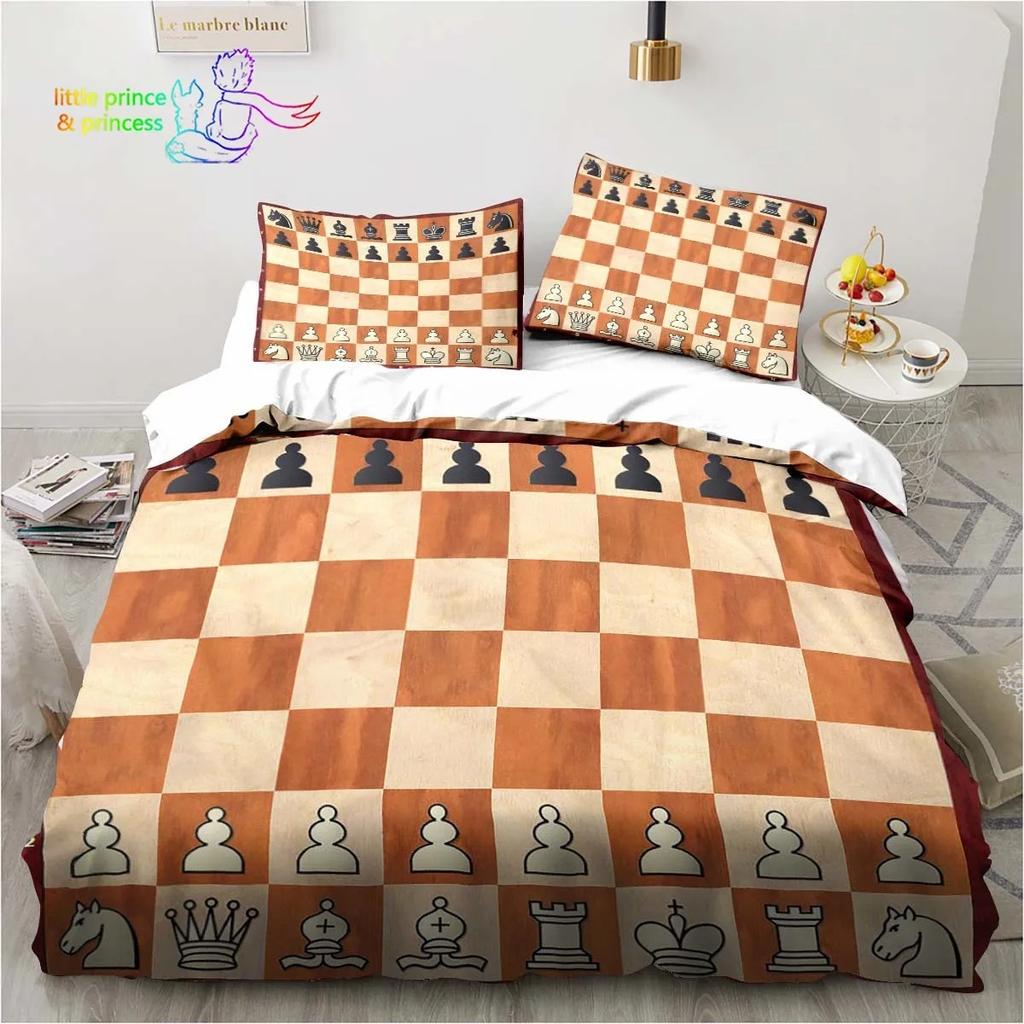 Funny Chess Board Comfortable Duvet Quilt Cover Pillowcase Bedding Set Children Bedroom Decoration Home Textile