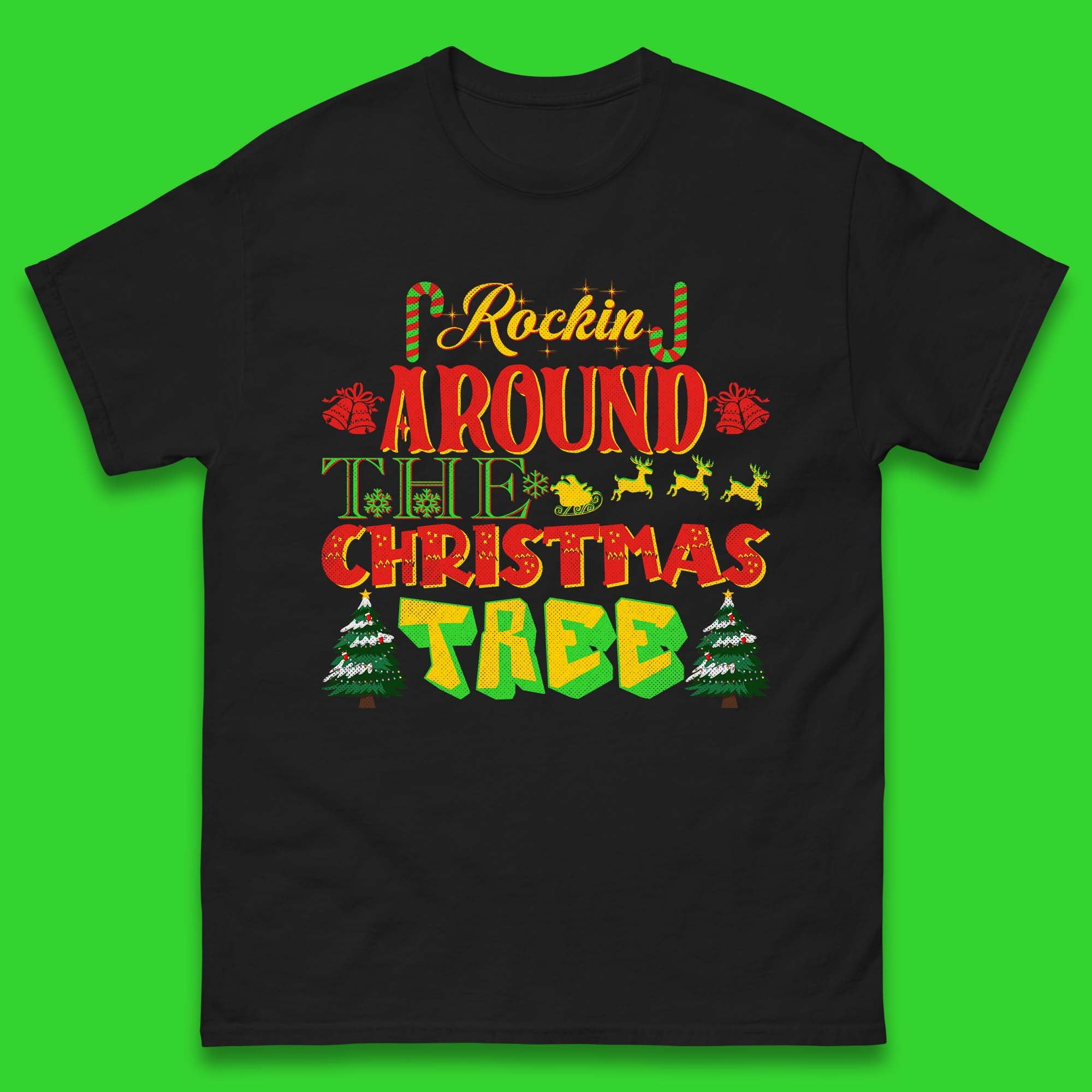 Rockin Around The Christmas Tree Mens T Shirt Womens Tops Tees Christmas Top 4XL