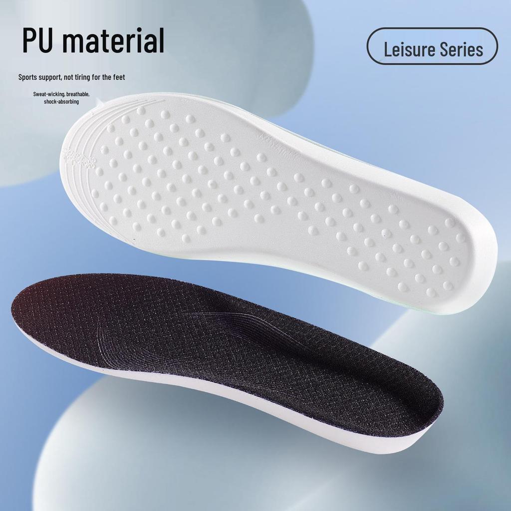 Unisex Breathable Non-Slip PU Insoles: Sweat-Absorbing, Deodorizing, Thickened, Shock-Absorbing, Soft "Stepping on Clouds" Feel, Cuttable Fit.