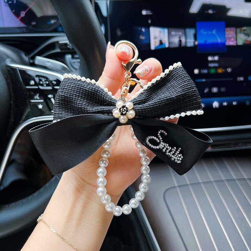 Camellia Bow & Pearl Keychain Pendant for Bags