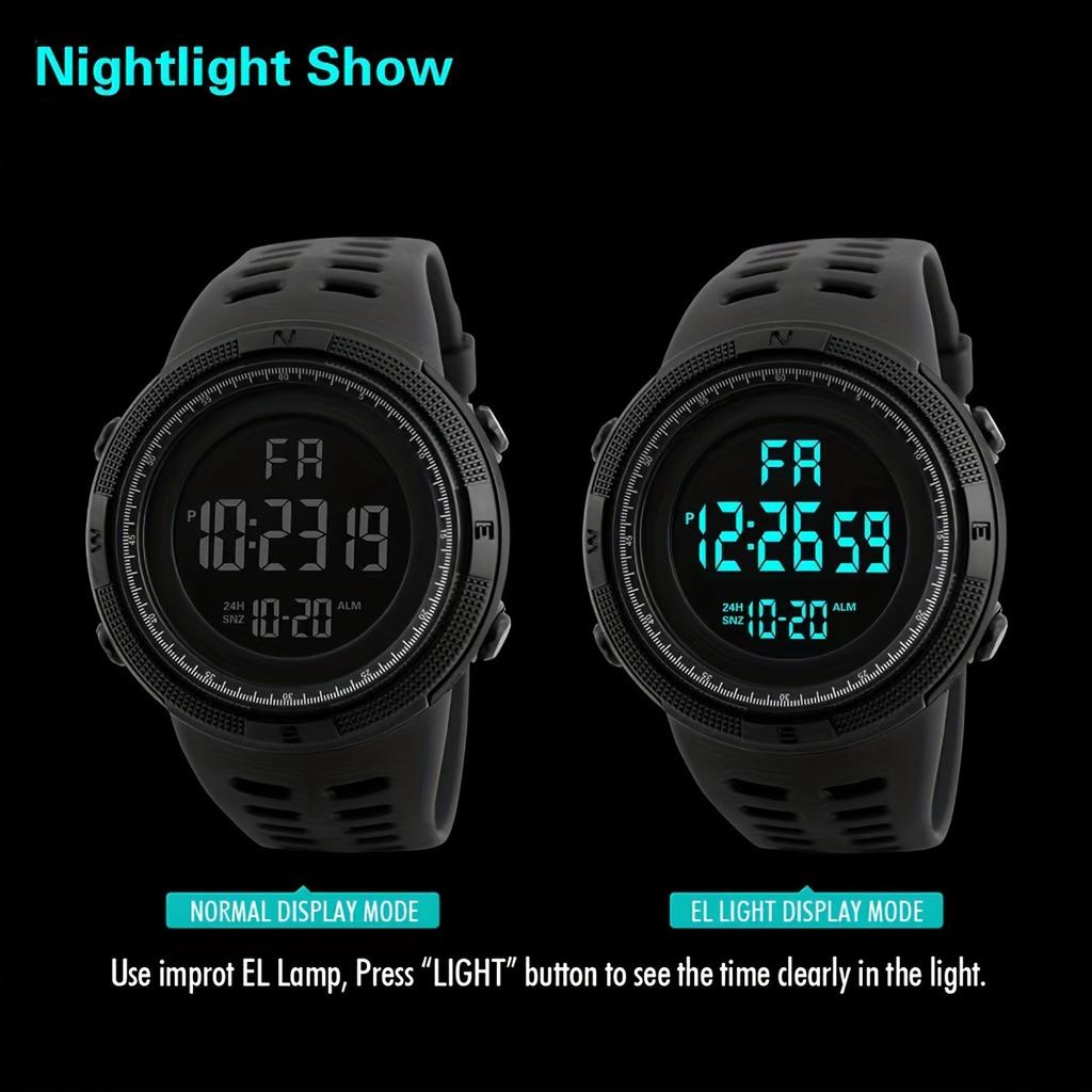 Men's Electronic Watch Large Screen Sports Multi-function Cold Light Student Watch