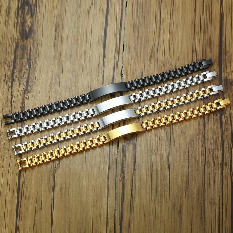 Vnox Free Personalize 10mm Stainless Steel ID Bracelets for Men Casual Male Pulseira Valentine's Day Gift for Him Drop Shipping