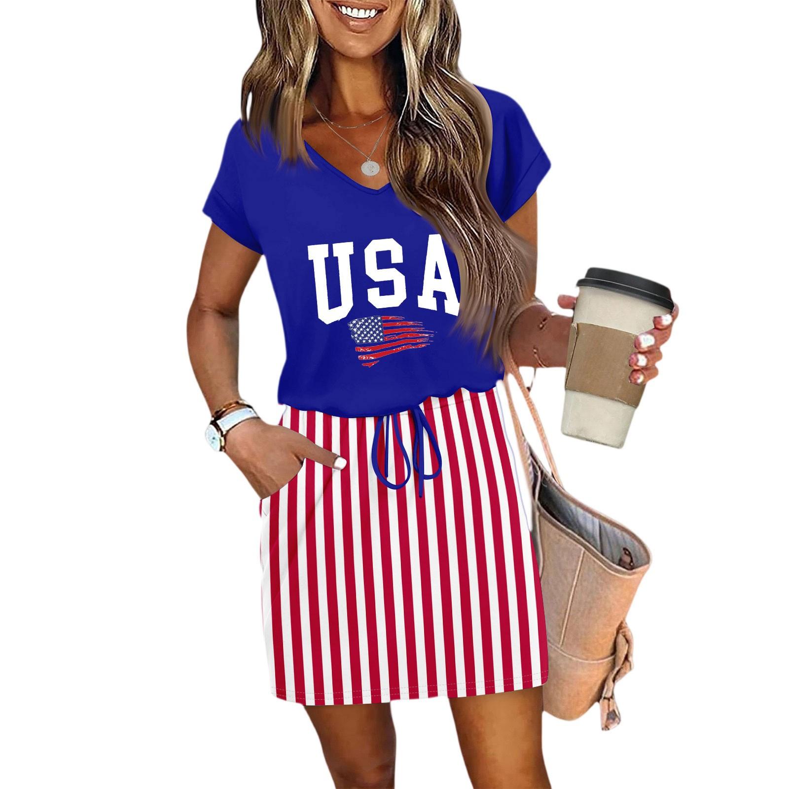 

Женские повседневные летние платья пэчворк с V-образным вырезом футболка повседневные с коротким рукавом на кулиске платья XL синий