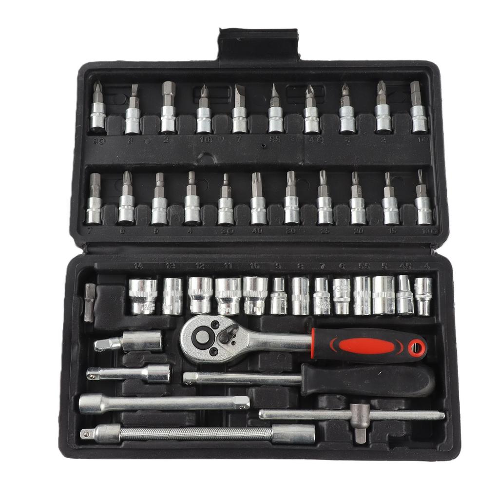 46PCS Vehicle Repair Ratchet Screwdriver Tool Complete Polished   for Motorcycle   Electric Bikes