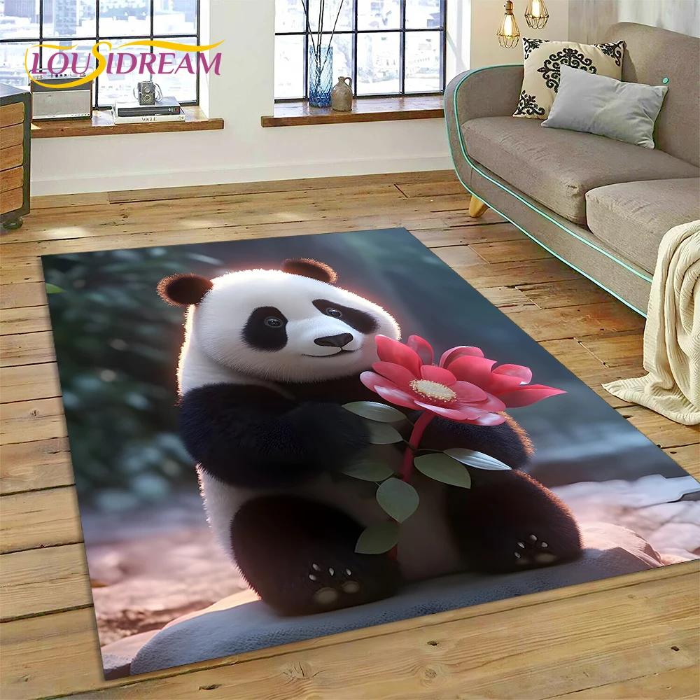 Cartoon Cute Panda Dream Animal 3D Rug Carpet for Living Room Bedroom Decor,Floor Mat Non-slip Decoration for Sofa Doormat Gift