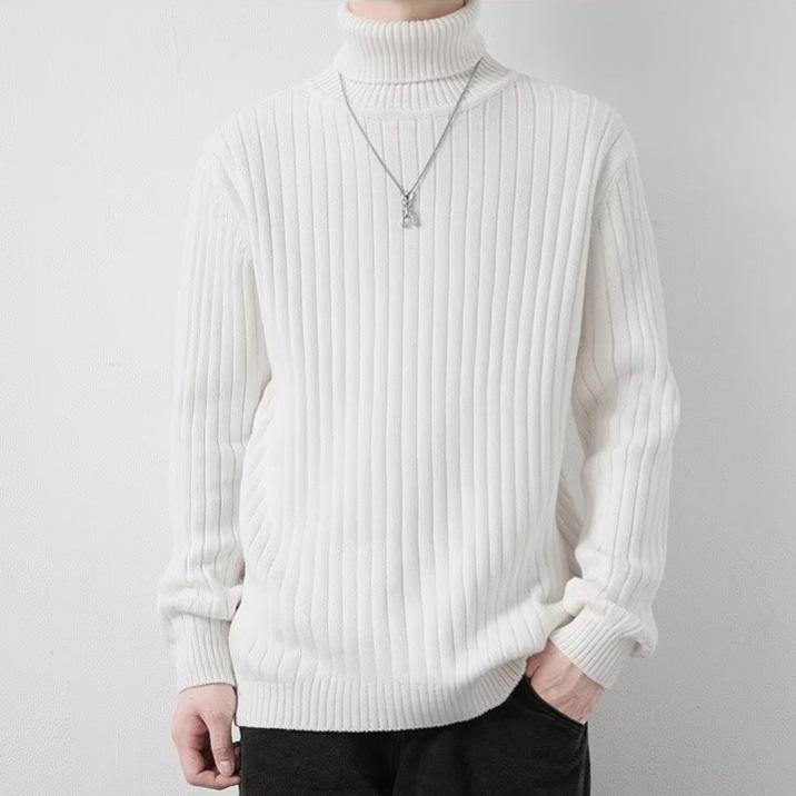 Men's High Neck Korean Style Thickened Wool Sweater - Trendy and Warm Knitwear for Autumn/Winter