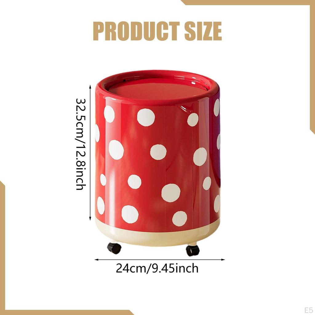 Trash Can with Wheels Garbage Bin Household Versatile Creative Dustbin Wastebasket for Bedroom