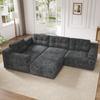 Sofá modular combinable, forma de L/forma de U; construcción completa de espuma sin marco, no requiere montaje; funda de chenilla; para sala de estar y dormitorio; Gris.