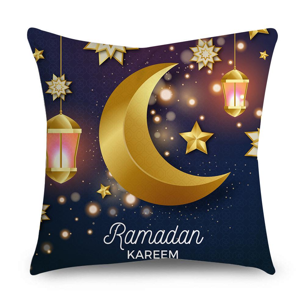Islamic Eid Al Fitr Mubarak Ramadan Pattern Polyester Cushion Cover Home Living Room Sofa Decoration Pillow Cover