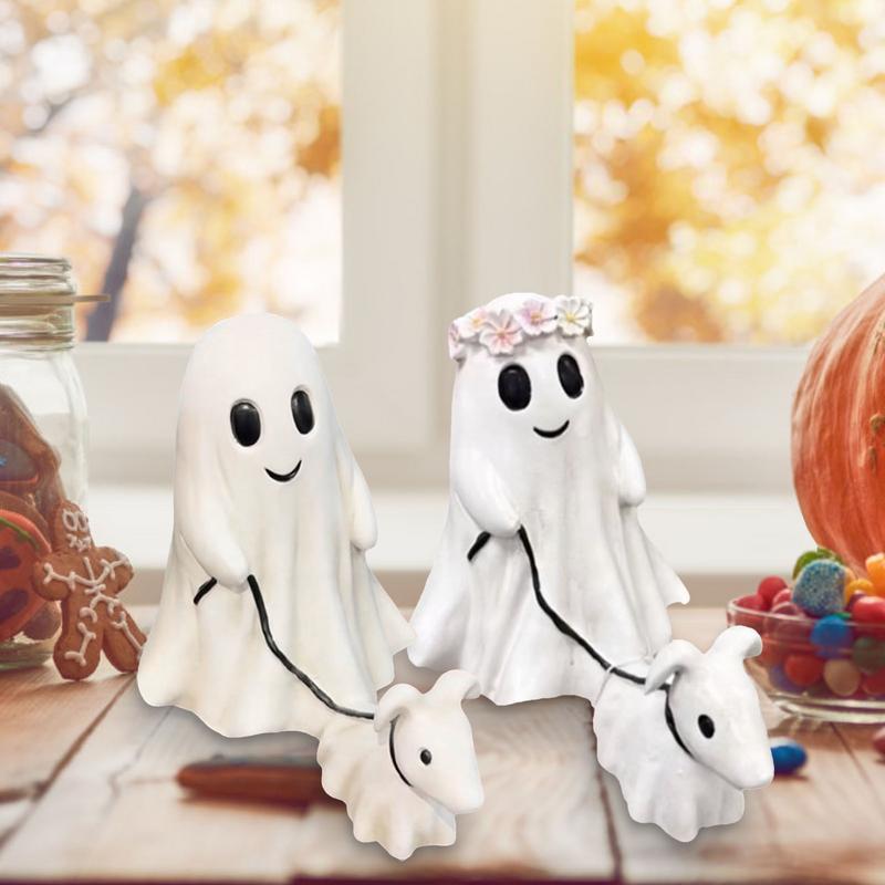 Halloween Spökhund Dekoration Söt Spökstaty Skrivbordsdekoration Halloween Kreativ Hundpromenad Prydnad För Hem Öppen Spis Deco