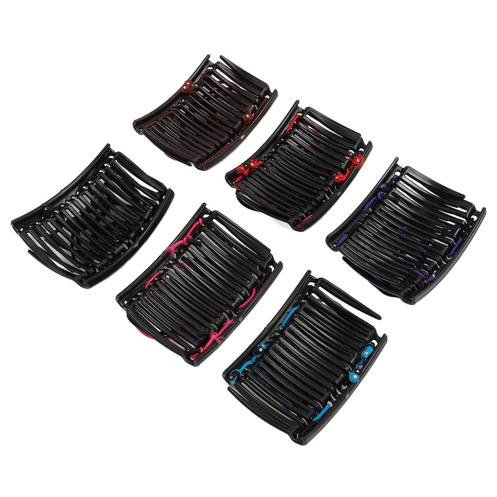 6 Pack Elastic Magic Hair Comb Vintage Stretchy Double Comb Hair Forks Clips Hairstyle Multipurpose
