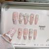 Handmade Sparkly French Lace Bow Press-on Nails: Brightening Removable Nail Art