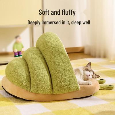 2024 Gemütliches Herbst/Winter Halbgeschlossenes Schneckenpantoffelbett für Katzen & Kleine bis Mittelgroße Hunde