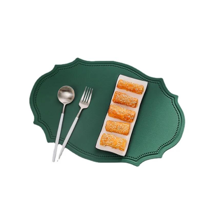 Leather Placemats Irregular Shape Waterproof Pad for Kitchenware Coffee Cup Pot Plate Knife Fork Home Dining Plate Mat
