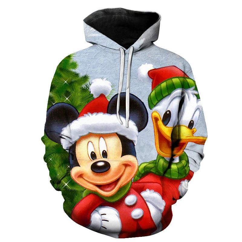 Mens 3D Christmas Print Hoodie Sweatshirt With Santa Reindeer Snowman Design Loose Fit Long Sleeve Pullover
