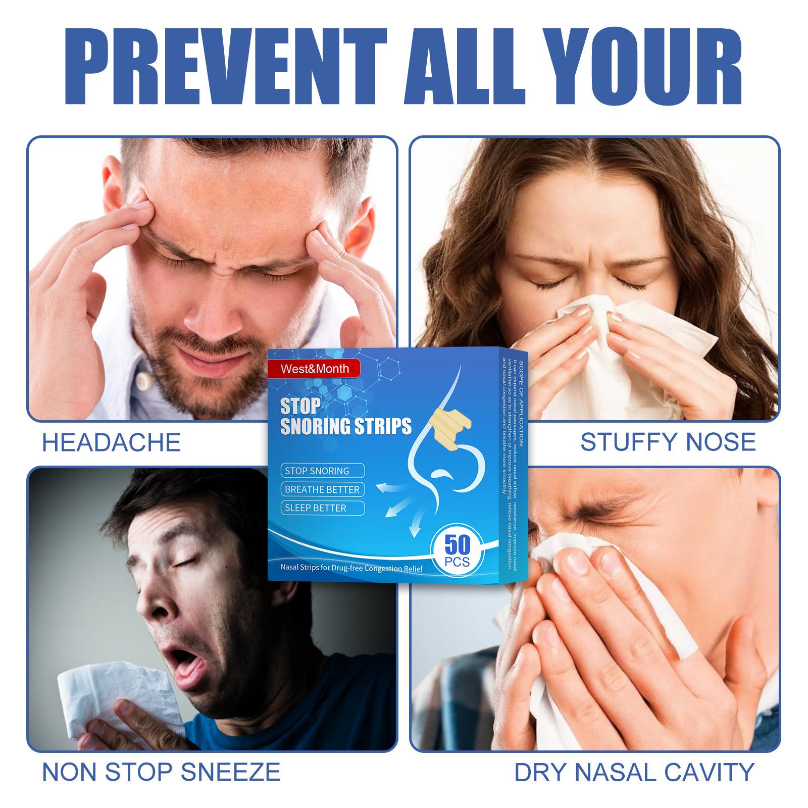 West&Month 50 шт. полоски для носа для уменьшения храпа — фото 4