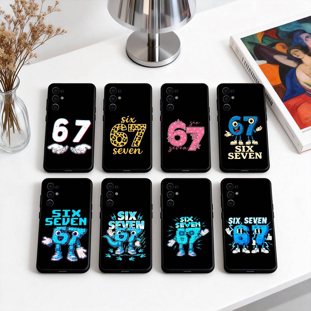 Custodia per Telefono Six Seven 67 SS in Silicone Morbido Nero Per Samsung S25,S24,S21,S22,S23,S30,Ultra,S20,Plus,Fe,Lite