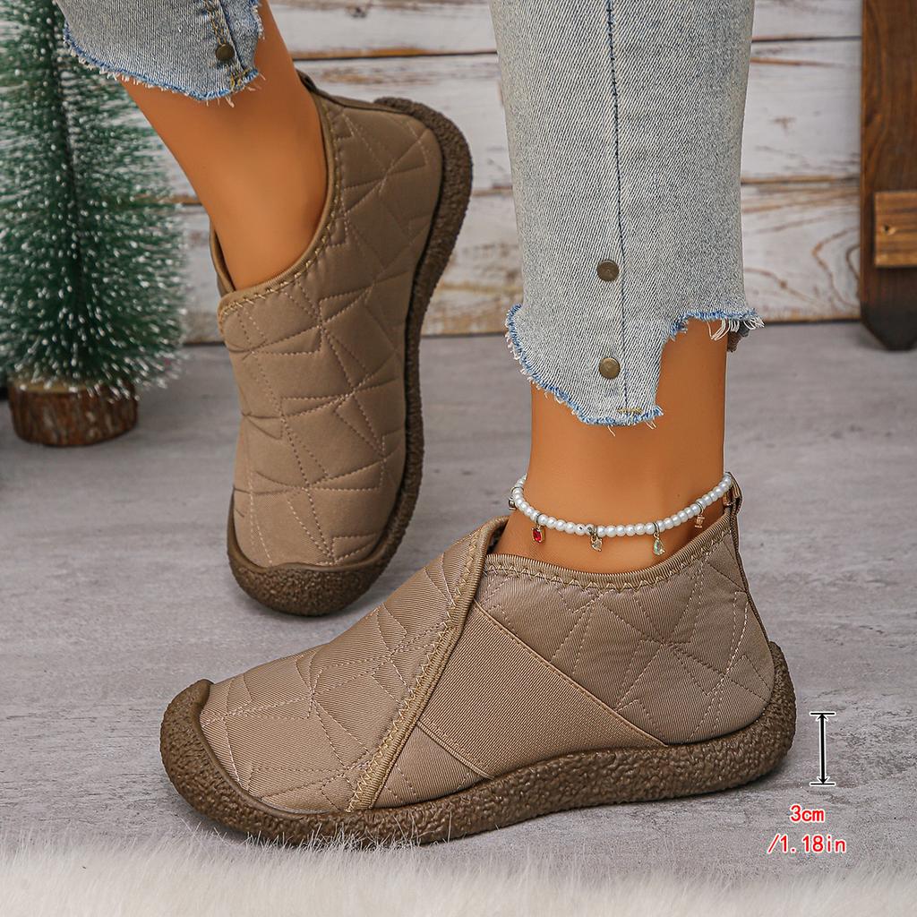 Cotton shoes women's new winter flat boots fleece thickened one pedal fashion casual snow boots women's shoes short boots