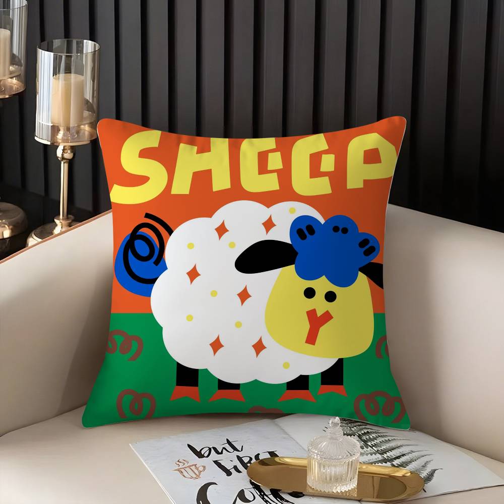 Pillow Case Cute Animal World Home Dorm Chair Back Short Plush Double-sided Printing Office Nap Time Cushion Cover