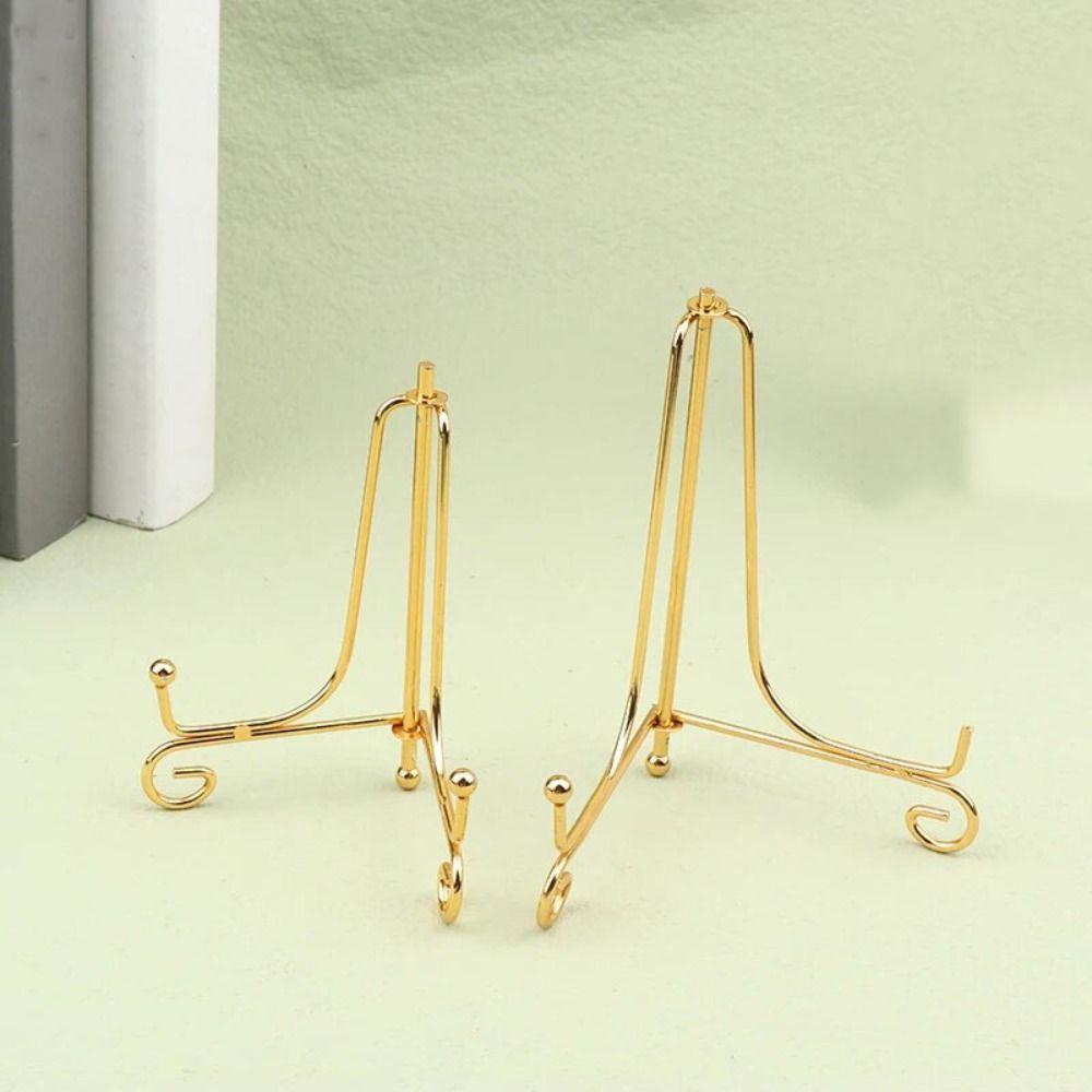 Small Picture Plate Rack Simple Photo Pedestal Multifunctional Gold Iron Display Stand for Home