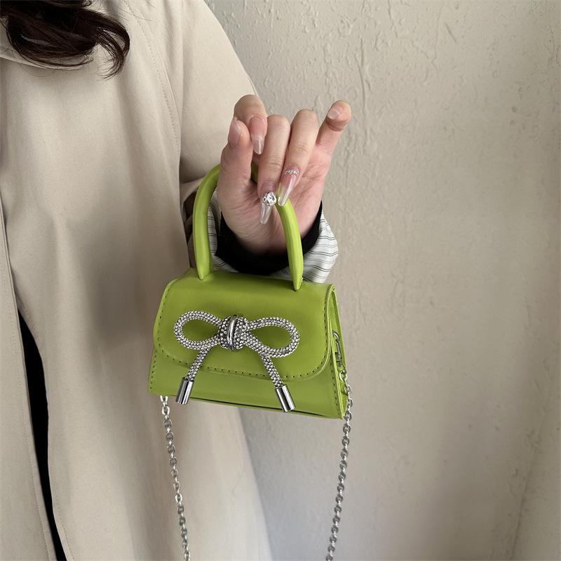 2023 Winter Bow French Textured Shoulder Bag - Stylish Small Square Messenger for Women