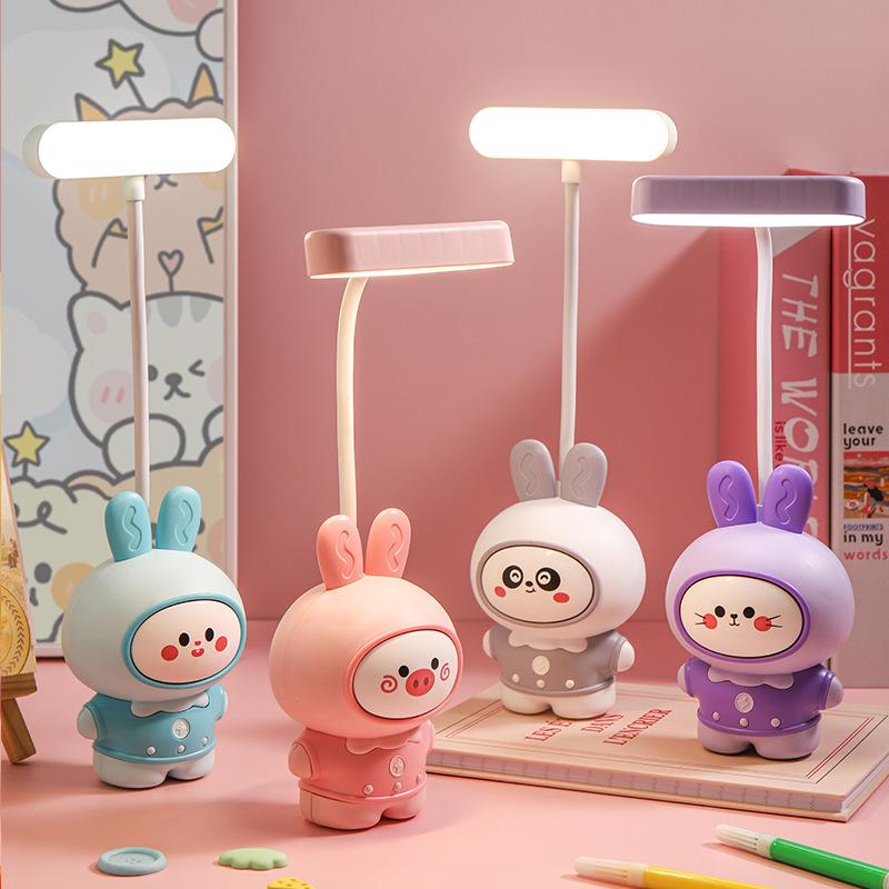 Multifunctional Folding Cartoon Desk Lamp with USB Charging and Eye-Protection for Study, Dormitory, and Bedside Use