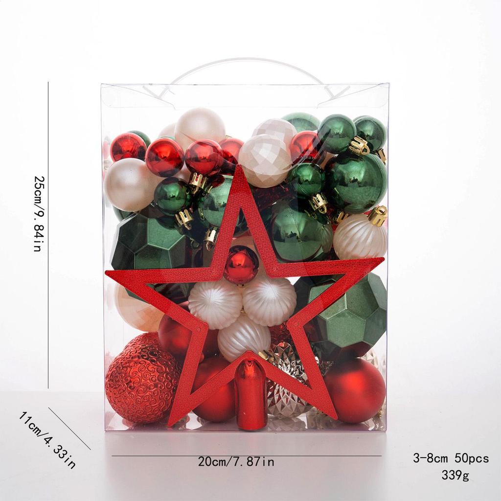3-8cm 50pcs Christmas Ball Ornaments Star Shaped Tree Top Christmas Tree Party Decoration Set Christmas Spheres Pendant