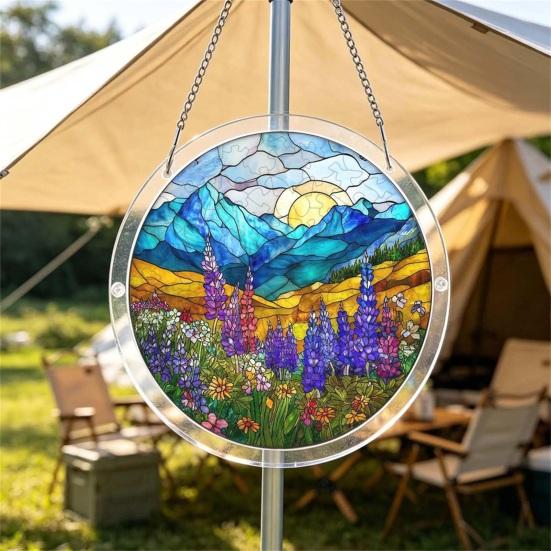 Acrylic Jigsaw Puzzle Suncatcher Kit, Stained Glass Style DIY Window Hanging Ornament for Home Decor, Gift for Women Men Mom