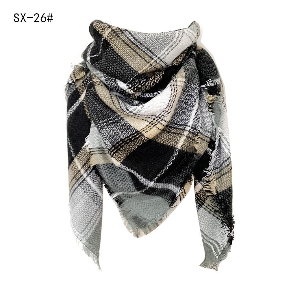 Sciarpa a scialle triangolare a quadri in finto cachemire stile europeo americano - Scaldacollo alla moda versatile per primavera, autunno, inverno
