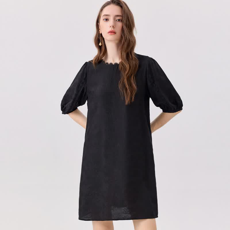 Snowforte French Style Jacquard Little Black Dress XL