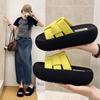 Woven slippers New cool slippers Thick-bottomed open-toe one-word outer wear Summer 2025 Premium Versatile Casual Women