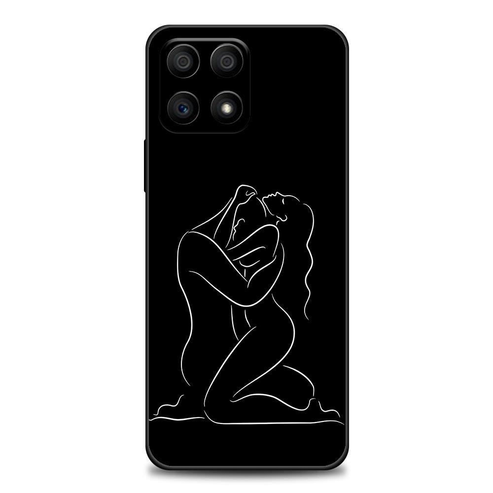 Minimalist Line Art Sexy Lover Kiss Phone Case For Honor 50 30 10 Lite 30i 20 20e 9A 9C 9X Pro 8X Nava 8i 9 Y60 Cover Soft Cases