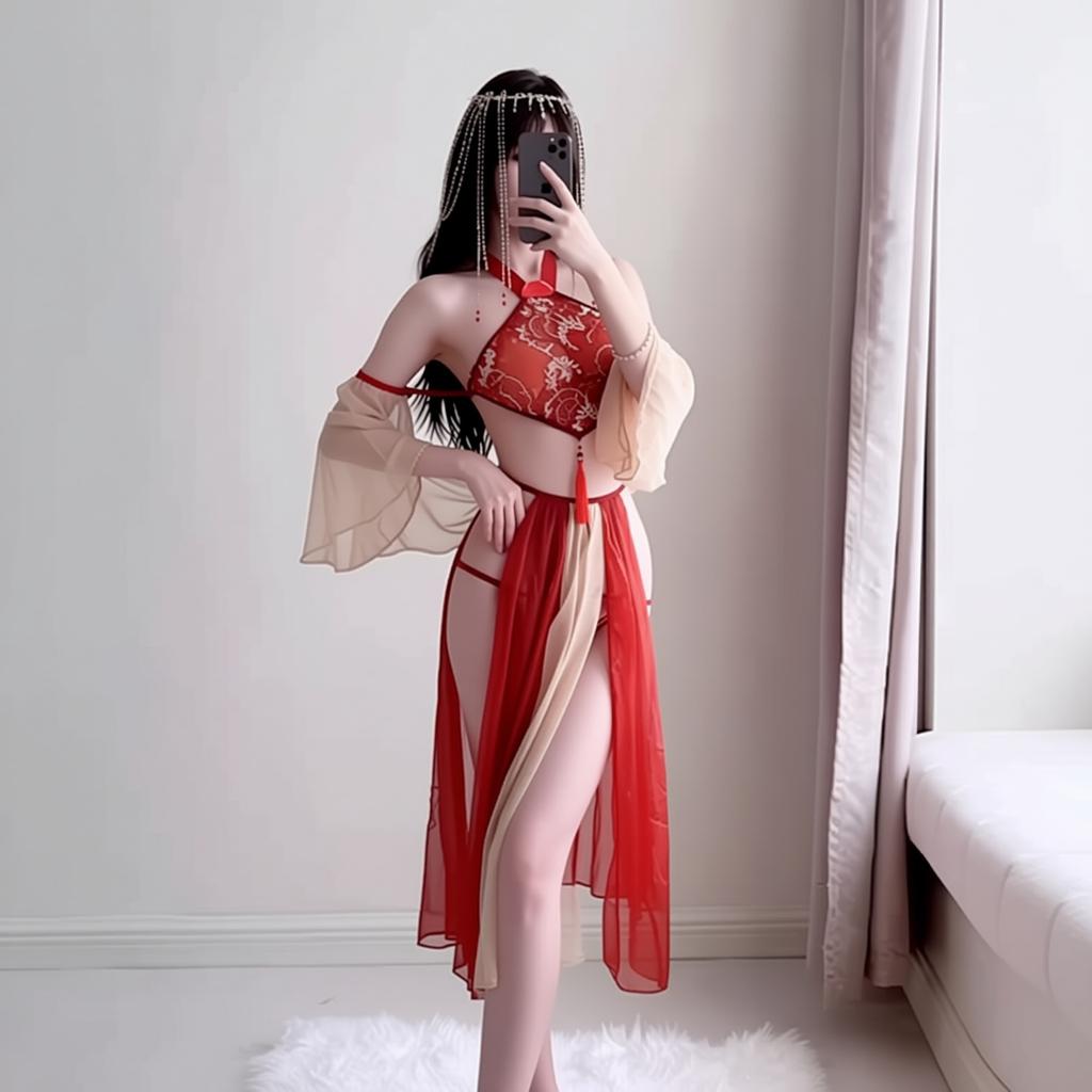 Sexy underwear, sexy Hanfu large size catties, ancient style, pure desire belly pocket, temptation, passion, new court style classical suit