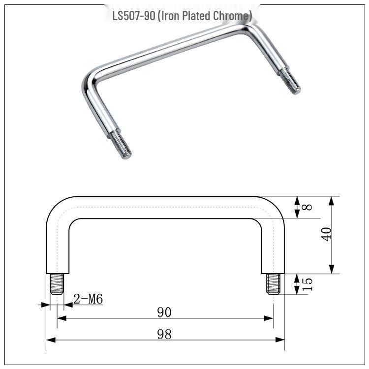 LS507 Solid Handle External Thread Pull Handle for Cabinets and Doors, Carbon Steel and 304 Stainless Steel
