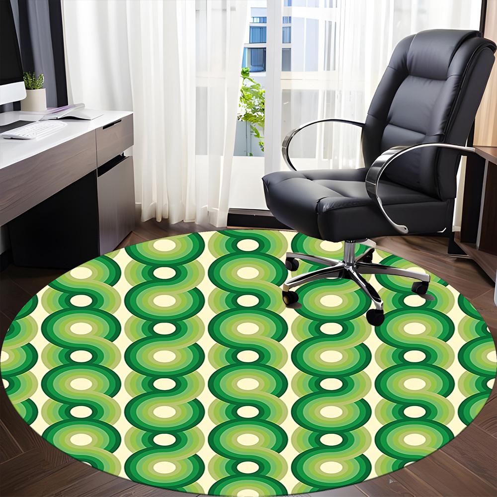 1pc Green Circles Pattern Chair Carpet for Office - Durable, Ideal for Chair Mats, Stylish & Functional Decorative Rug yy260203049