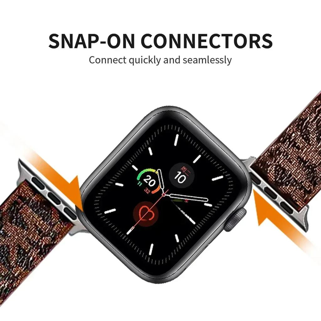 Luxury Watch Bands Compatible With Apple Watch Band 38mm 40mm 41mm 42mm 44mm 45mm, Designer Retro Leather Band Strap Classic Ban
