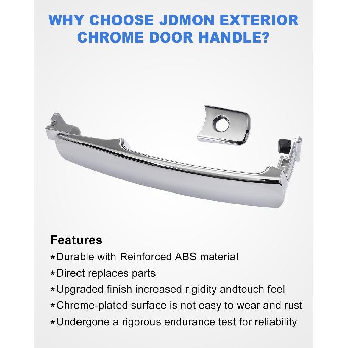 JDMON Exterior Chrome Door Handle Replacement for Infiniti Nissan FX35 FX45 2003-2008 Murano 2003-2007 Rogue 2010-2013 Rogue Select 2014-2015