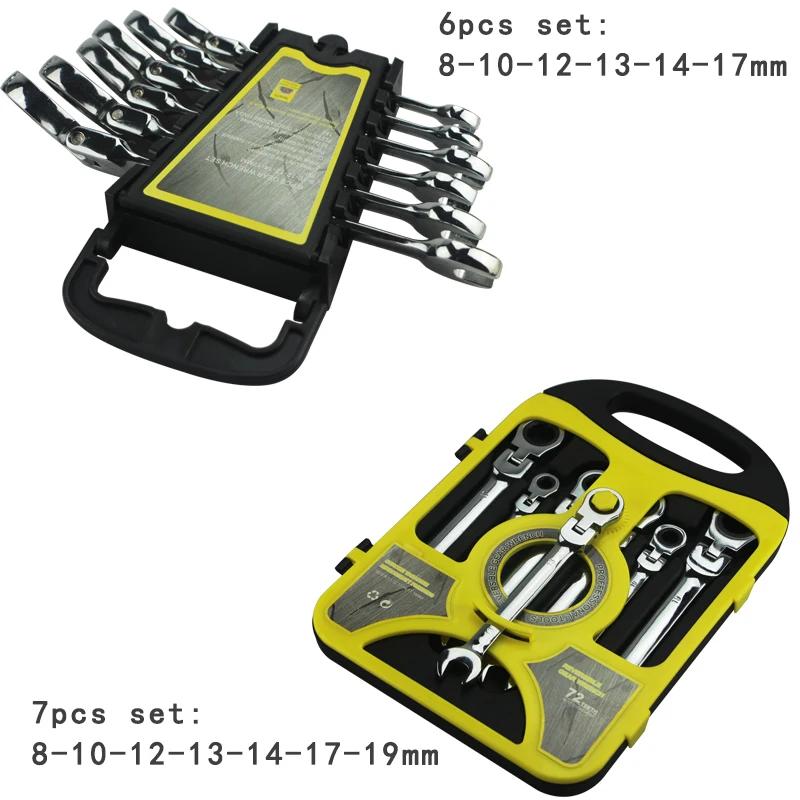 Combination Ratchet Wrench , with Flexible Head, Dual-purpose Ratchet Tool, Ratchet Combination Set 180 Degrees Flexible Open