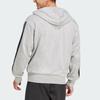 Adidas Essentials 3-Stripes French Terry Full-Zip Hoodie Medium Grey Heather/Black Men Streetwear JE6338
