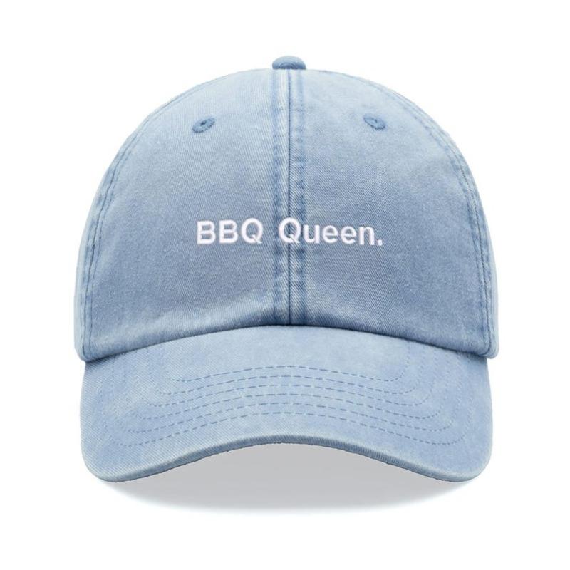1 szt. Retro Spłowiała Czapka Baseballowa ''BBQ Queen'' dla Kobiet, Zmywalna Czapka Kierowcy do Rekreacji na Świeżym Powietrzu, odpowiednia na Imprezy, Kemping