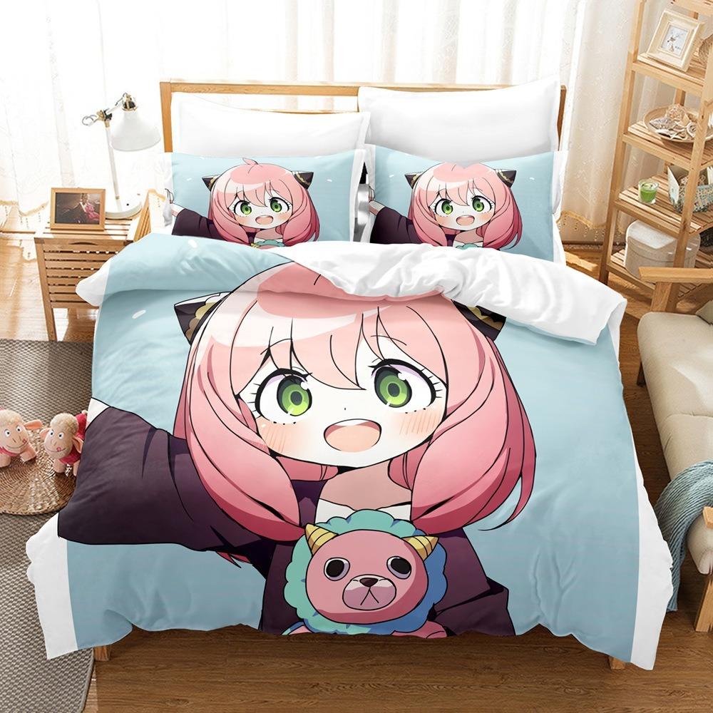 Animation Anya Duvet Cover pillowcase Bedding Bedroom Decoration Children Gift adult Single Double bed Large SizeZip Duvet Cover