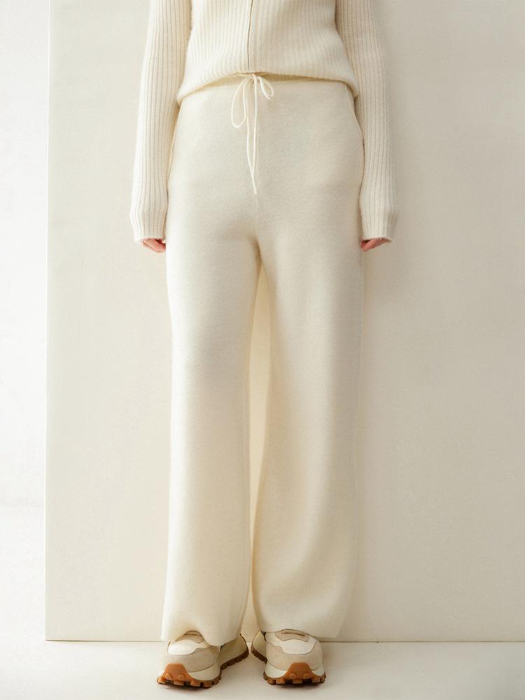 Luxury Soft Cashmere Wide-Leg Knit Pants for Women