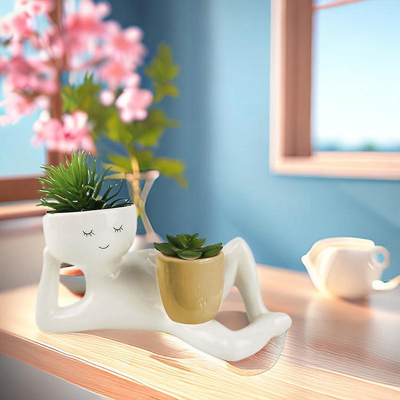 Lazy Guy květináče pro pokojové rostliny roztomilé pryskyřičné květináče ležící postava domácí zahradní dekorace dárek