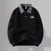Herren Karierter Kragen Pullover Fleece Sweatshirt